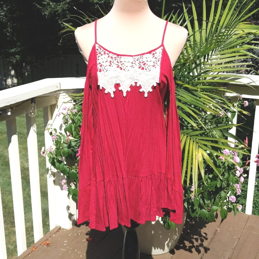 J&M Clothing Crochet Accent Dress Euc